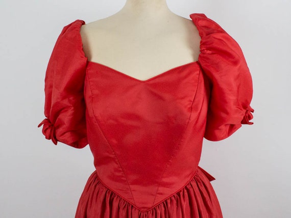 Red Dress, Retro Red Dress, Maxi Dress, Vintage P… - image 3