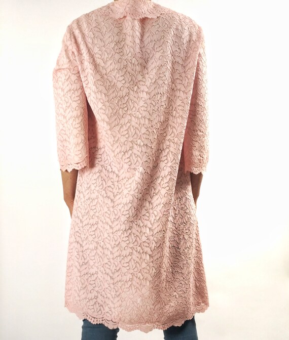 60s Vintage Duster, Lace Night Dress, Pink Color,… - image 3