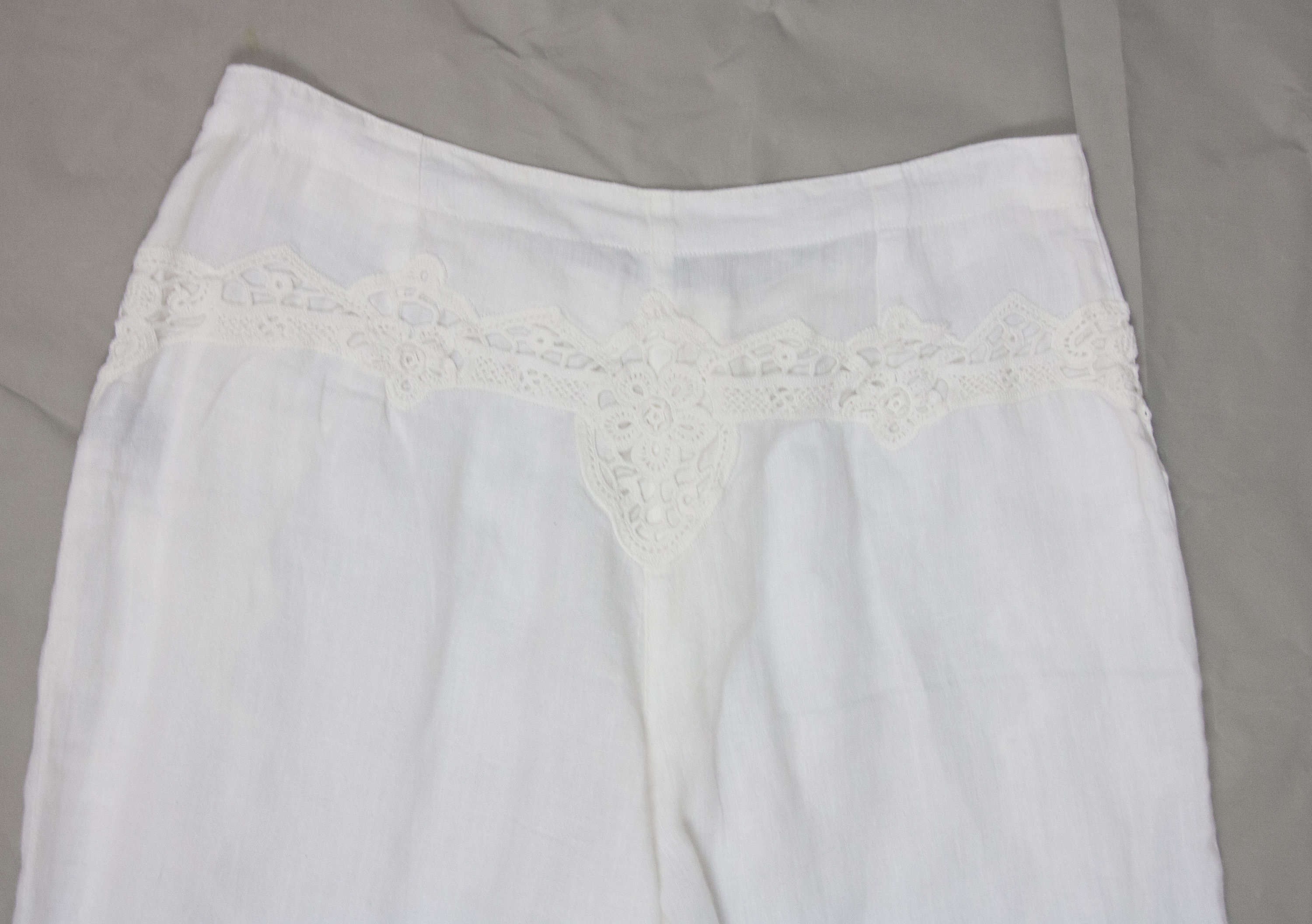 Linen Pants White Color Lace and Linen White Trousers Boho - Etsy