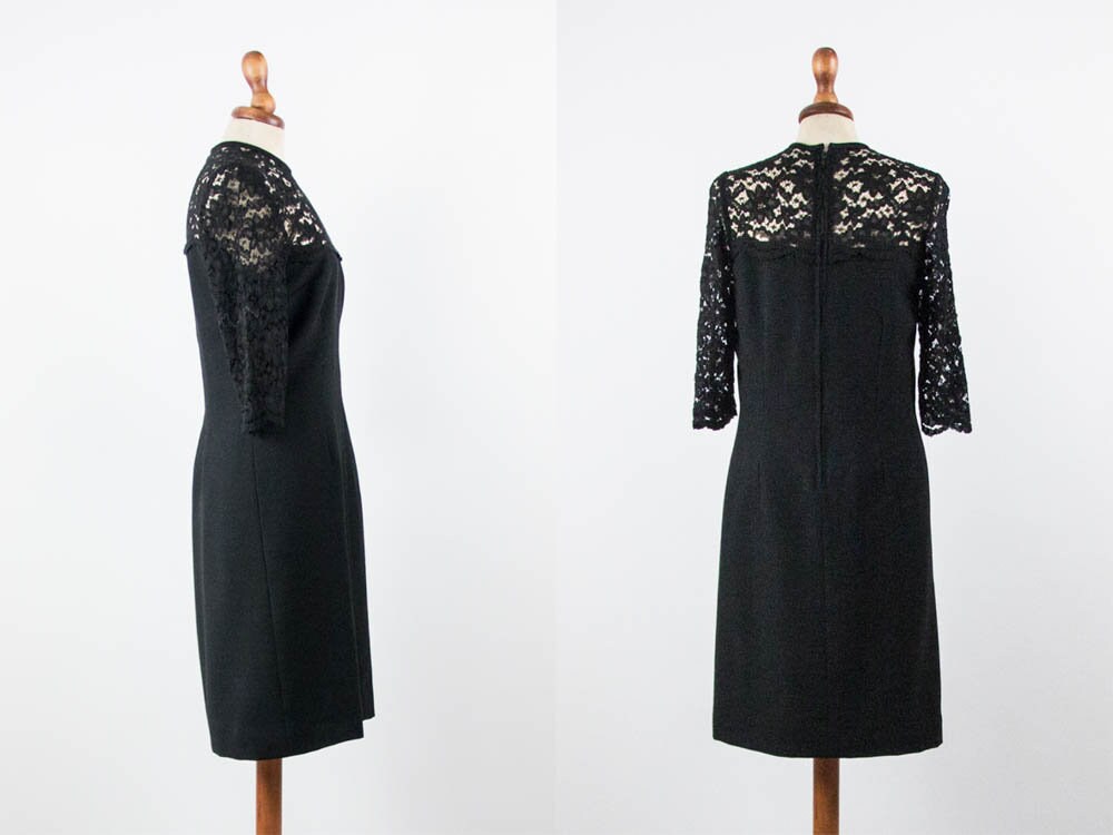 60s Vintage Dress Lace Dress Sixties Original Dress Black | Etsy