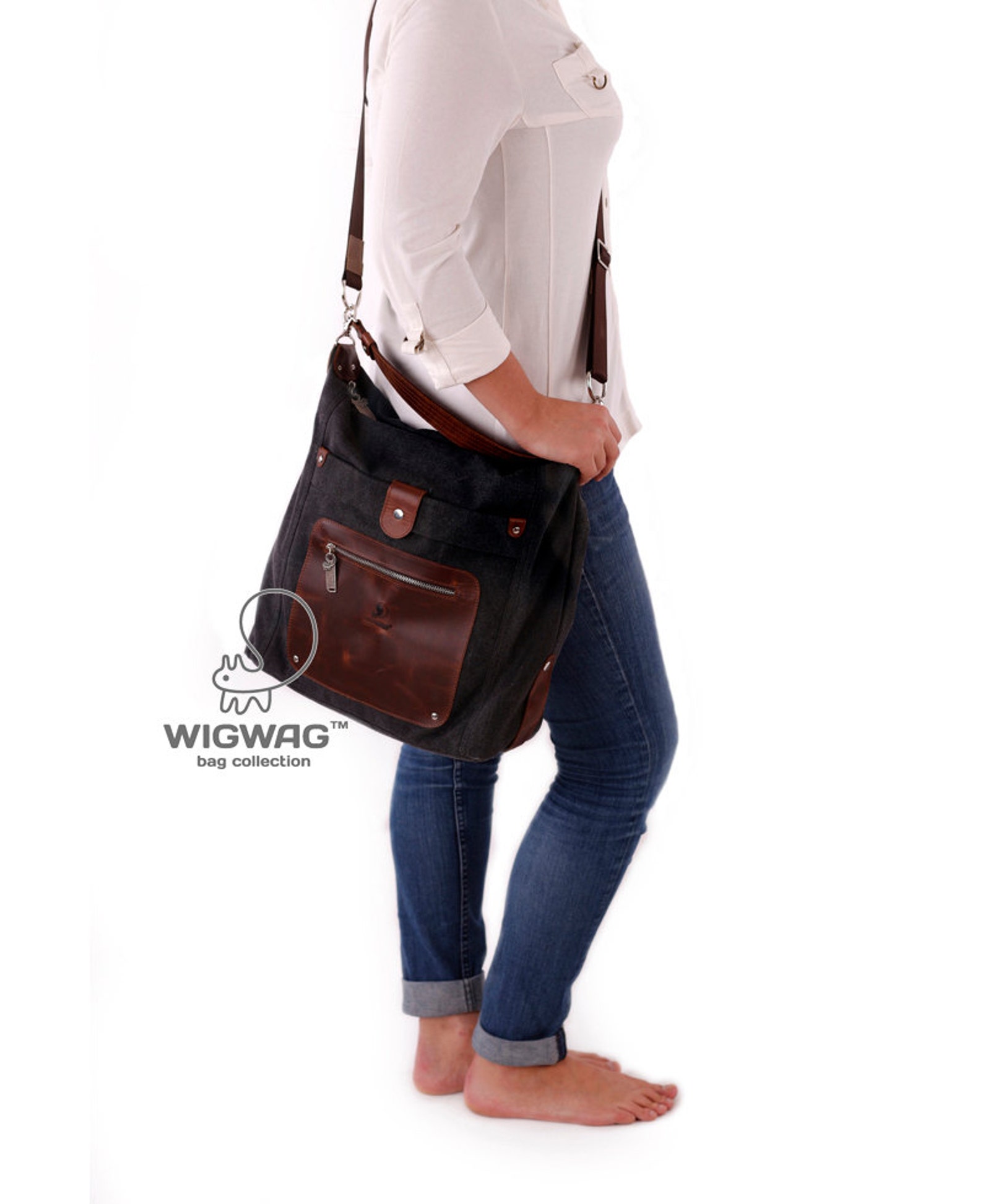 Leather Canvas Bag Womens Canvas Bag Crossbody Bag Etsy
