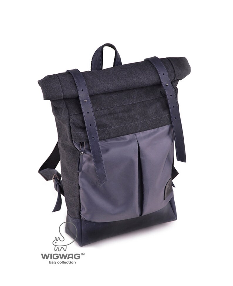 RollTopRucksack CanvasLederrucksack Rollrucksack Etsy