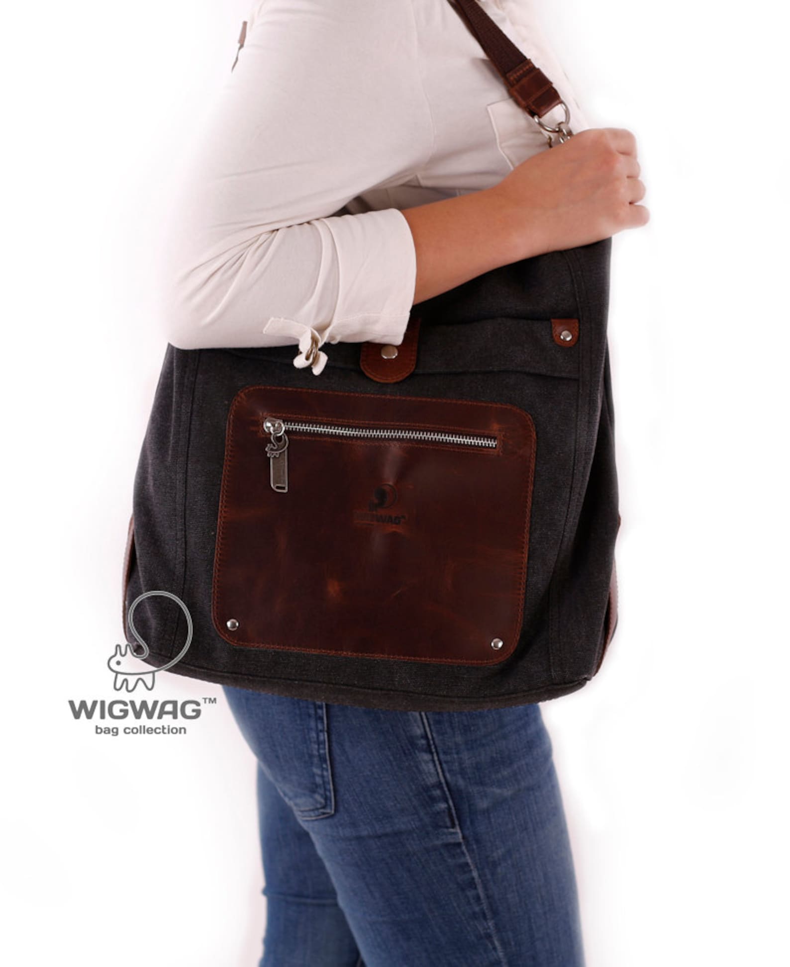 Leather Canvas Bag Womens Canvas Bag Crossbody Bag Etsy