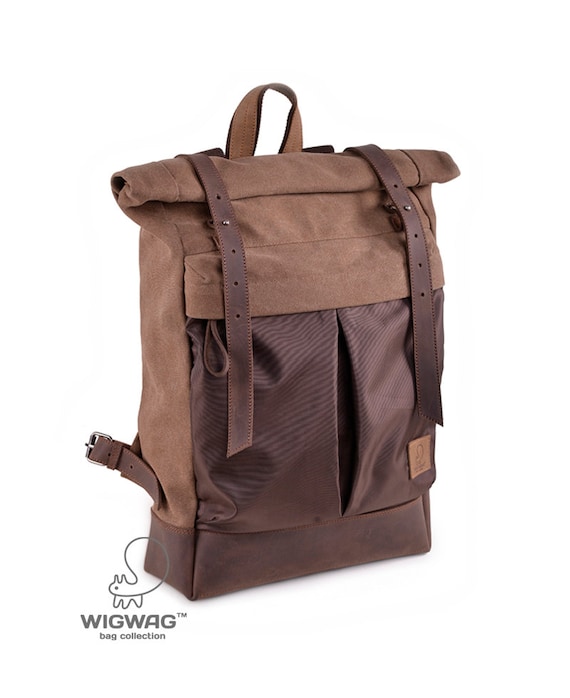 canvas leather backpack