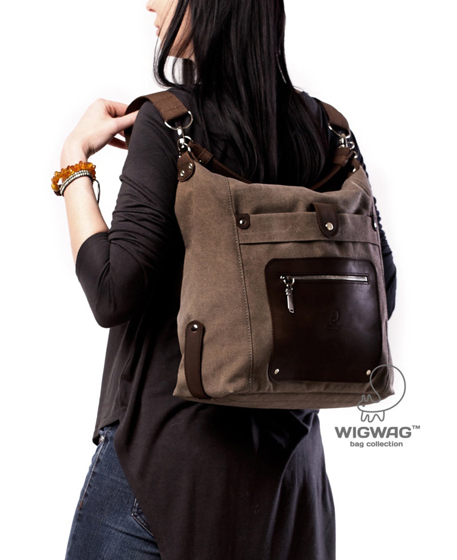 Leather Canvas Bag Womens Canvas Bag Crossbody Bag Etsy