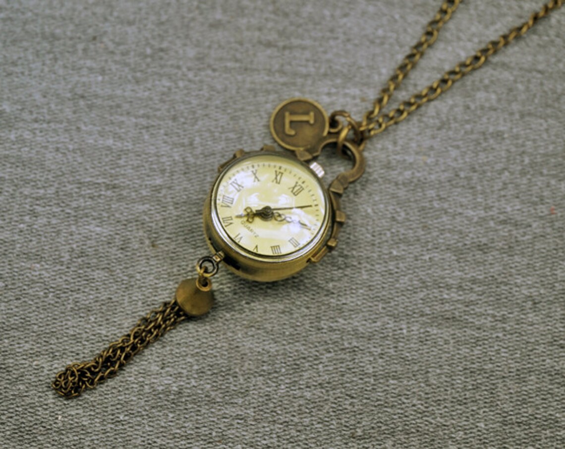 Clear Glass Ball Pocket Watch Antique Bronze Roman Number Etsy