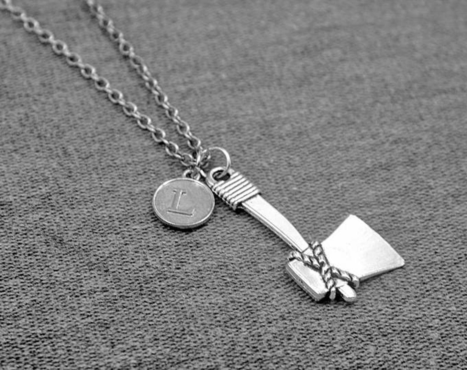 Silver Hatchet Pendant Necklace Axe Necklace Initial Charm Etsy