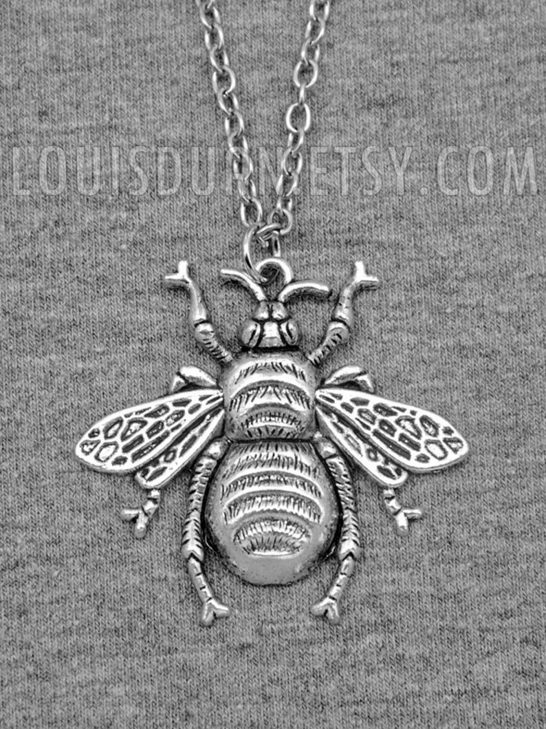 Silver Bee Necklace Honeybee Necklace Insect Necklace With Etsy