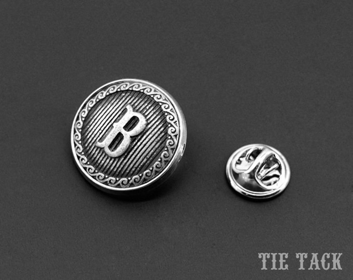 Initial Tie Tack letter Tie Pin monogram Tie Tack Pin Etsy