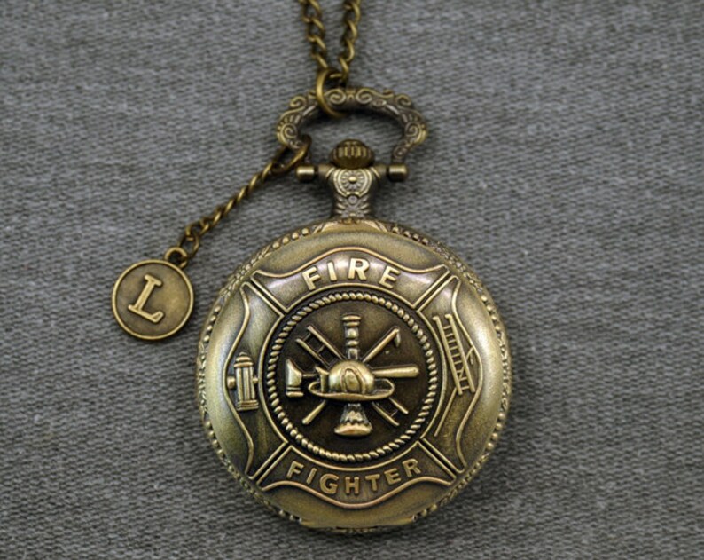 Fire Fighter Pocket Watch Antique Bronze Watch Fob Mens Pocket Etsy