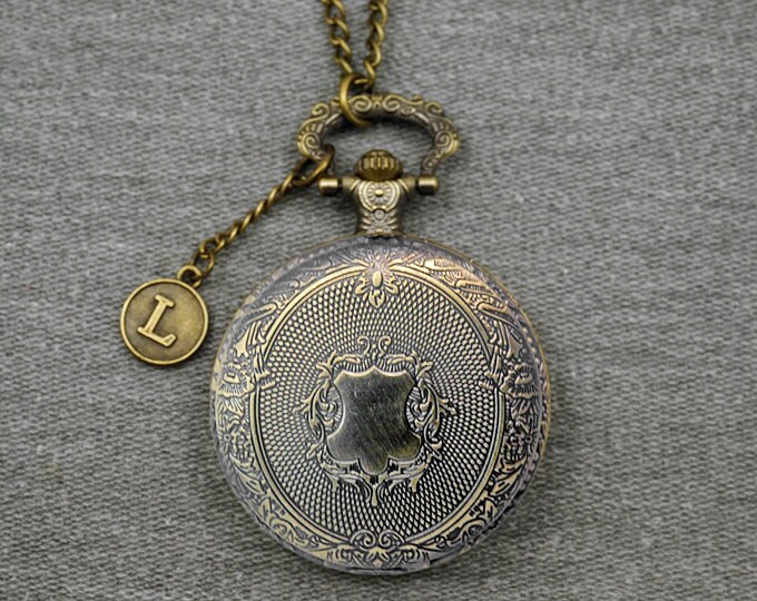Shield Pocket Watch Antique Bronze Watch Fob Mens Pocket Watch Etsy