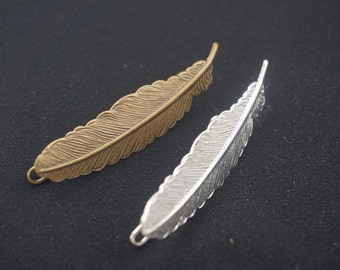 10pcs Copper Feather Hair Pin Barrette Frog Clips hairpins Bobby Pin Hairclip 53x12mm, Antique Bronze, Silver for Choice -- Z07159