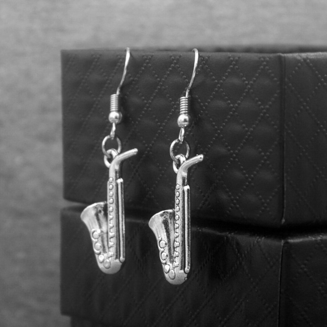 Silver Saxophone Earrings Music Jewelry Dangle Drop Earrings Etsy