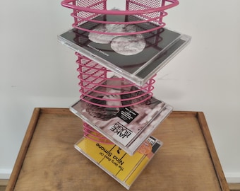 Wavy Chrome Wire Post Modern CD Tower 1990s Y2k Vintage, Very Tall