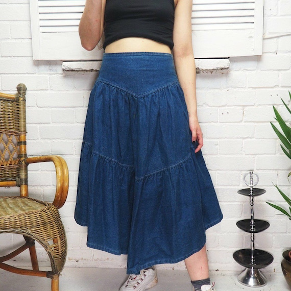 90s prairie denim skirt skater skirt