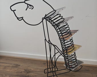 Wavy Chrome Wire Post Modern CD Tower 1990s Y2k Vintage, Very Tall