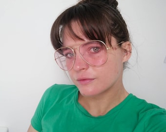Deadstock Pink Aviators Sonnenbrille UV-geschütztes Farbiges Objektiv