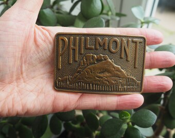 Philmont Mountains Metal Brass Belt Buckle Vintage New Mexico