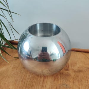 Vintage Ikea NÄSSJÖ Spherical Aluminum Candle Holder, post modern space age y2k