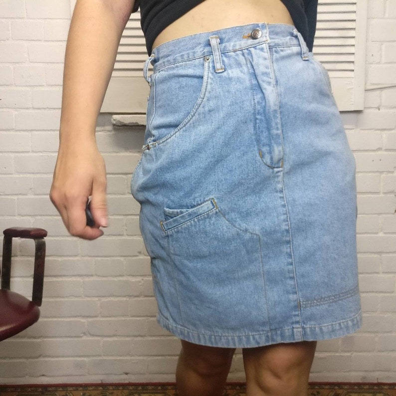 Vintage 1990s 90s Y2k Light Blue Denim Skirt - Etsy