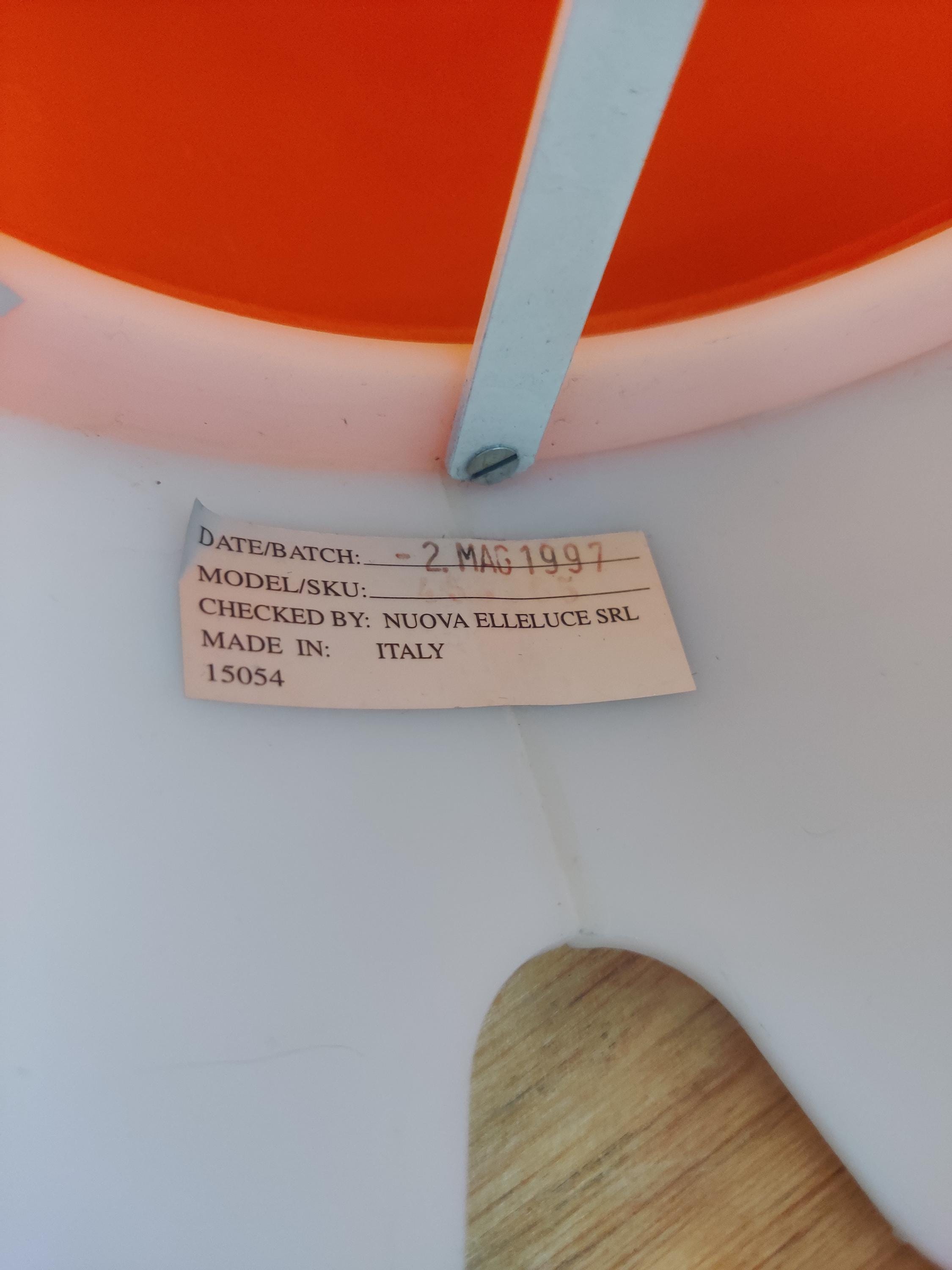 Rare Vintage 90s Habitat Made in Italy Orange Plastic Lamp