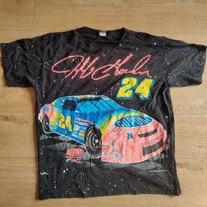 Jeff Gordon 1990's Nutmeg vintage NASCAR t-shirt all over print.