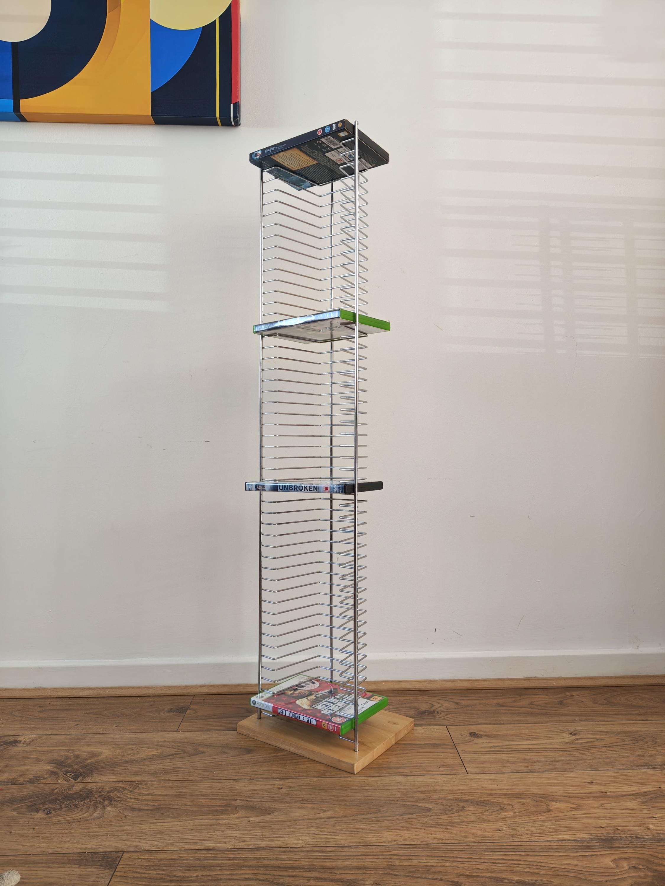 Vintage Wire DVD Tower, Post Modern, Holds 50 Discs, 1990s Y2K