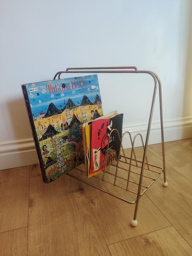 Atomic Style LP Record Display Rack, Goldtone Mid Century Wire Vinyl Ep ...