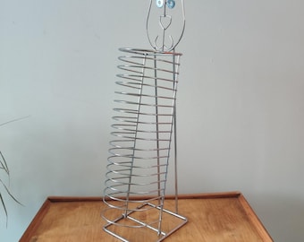 Wavy Chrome Wire Post Modern CD Tower 1990s Y2k Vintage, Very Tall