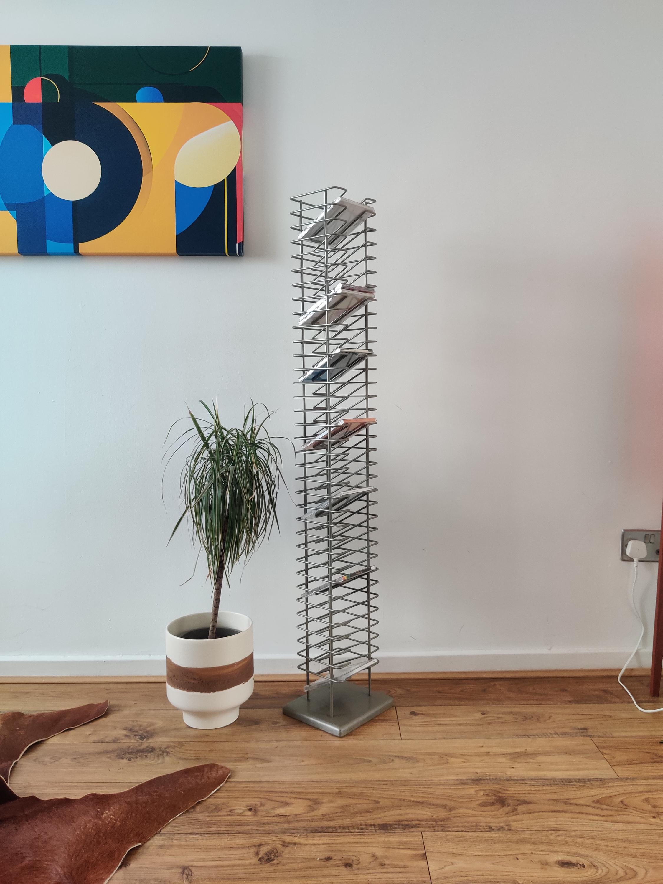 Vintage Grey Wire Post Modern CD Tower 1990s Y2k Vintage, Ex Shop