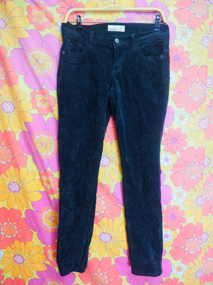 Old Navy Dark Grey Skinny Corduroy Trousers Low Waist Slim Fit