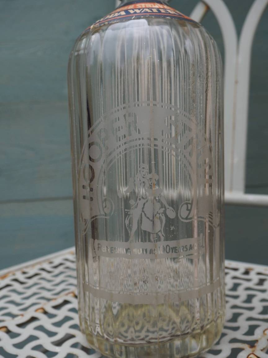 Vintage Glass Soda Water Glass Bottle Hooper Struve Syphon Etsy
