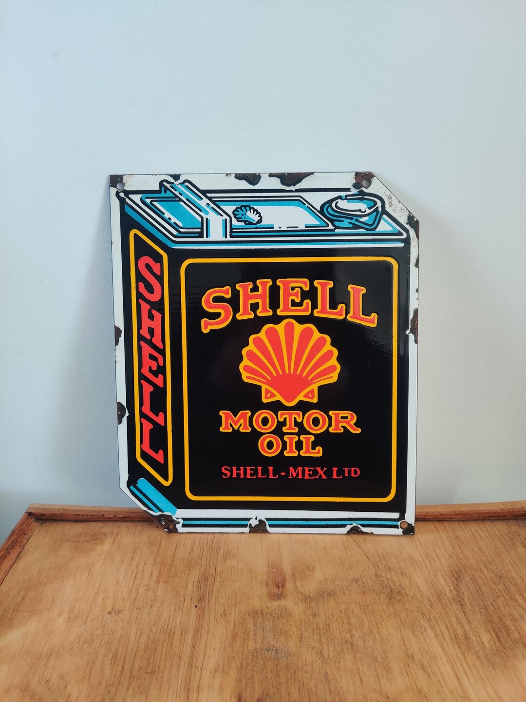 Vintage Shell Motor Oil Enamel Sign. - Etsy