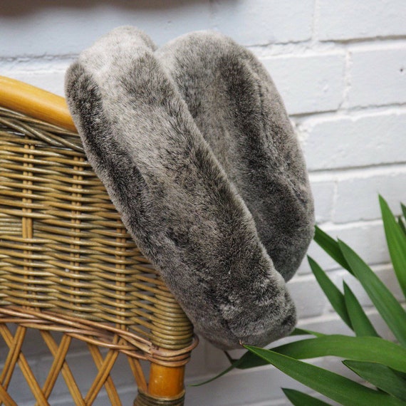 Grey Faux Fur Laura Ashley Winter Hat Fluffy Hat B