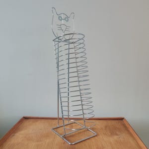 Desk Top Vintage CD Tower, Vintage 2000's Silver Metal Cat Face