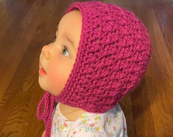 Adorable bonnet, baby bonnet, infant bonnet, infant photo prop, crochet bonnet