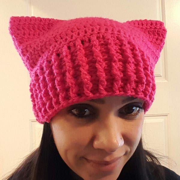 Limited sale! Pink pussy cat hat,Women's March hat, pink pussyhat,  feminist movement hat, protest hat, official pink pussy hat project