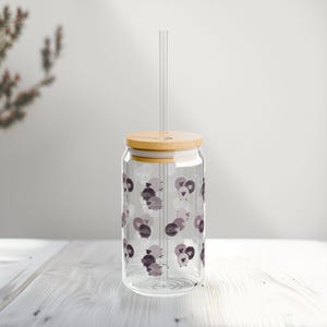 Watercolor Sheep Sipper Glass: Hand-Drawn Purple Sheep, 16oz