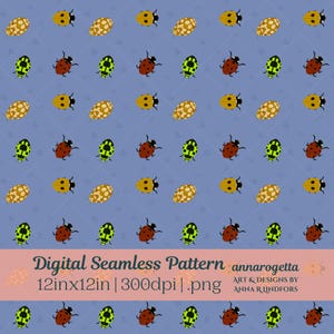 Ladybugs in Periwinkle Seamless Pattern Surface Design Sublimation bug lovers ladybirds insects Scrapbook Paper Kindle insert outdoor decor