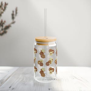 Chocolate Sheep Watercolor Glass Sipper: Hand-Drawn Animal Mug