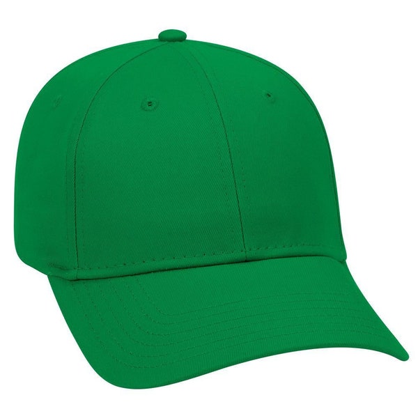 Blank Plain Hat / Cap - Baseball Golf Fishing - Kelly Green - 6 Panel Cotton Twill Low Profile Pro Style Caps -  Ready For Embroidery