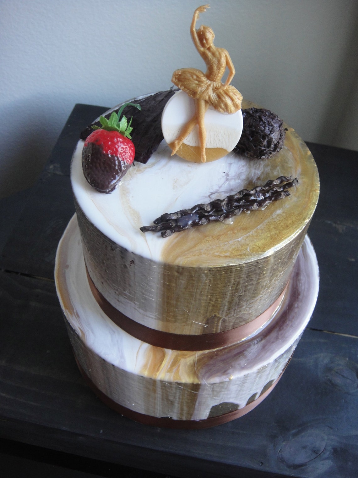 2 Tier Round Fake / Faux Cake Epoxy Resin Birthday Wedding Etsy