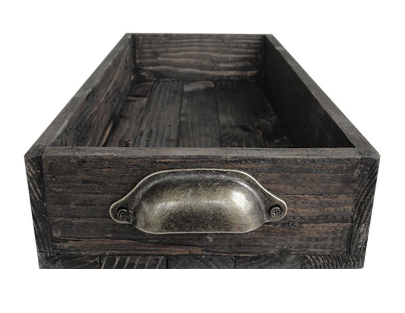 Antique Bronze Metal Handle Wood Display/serving Tray Ebony Black