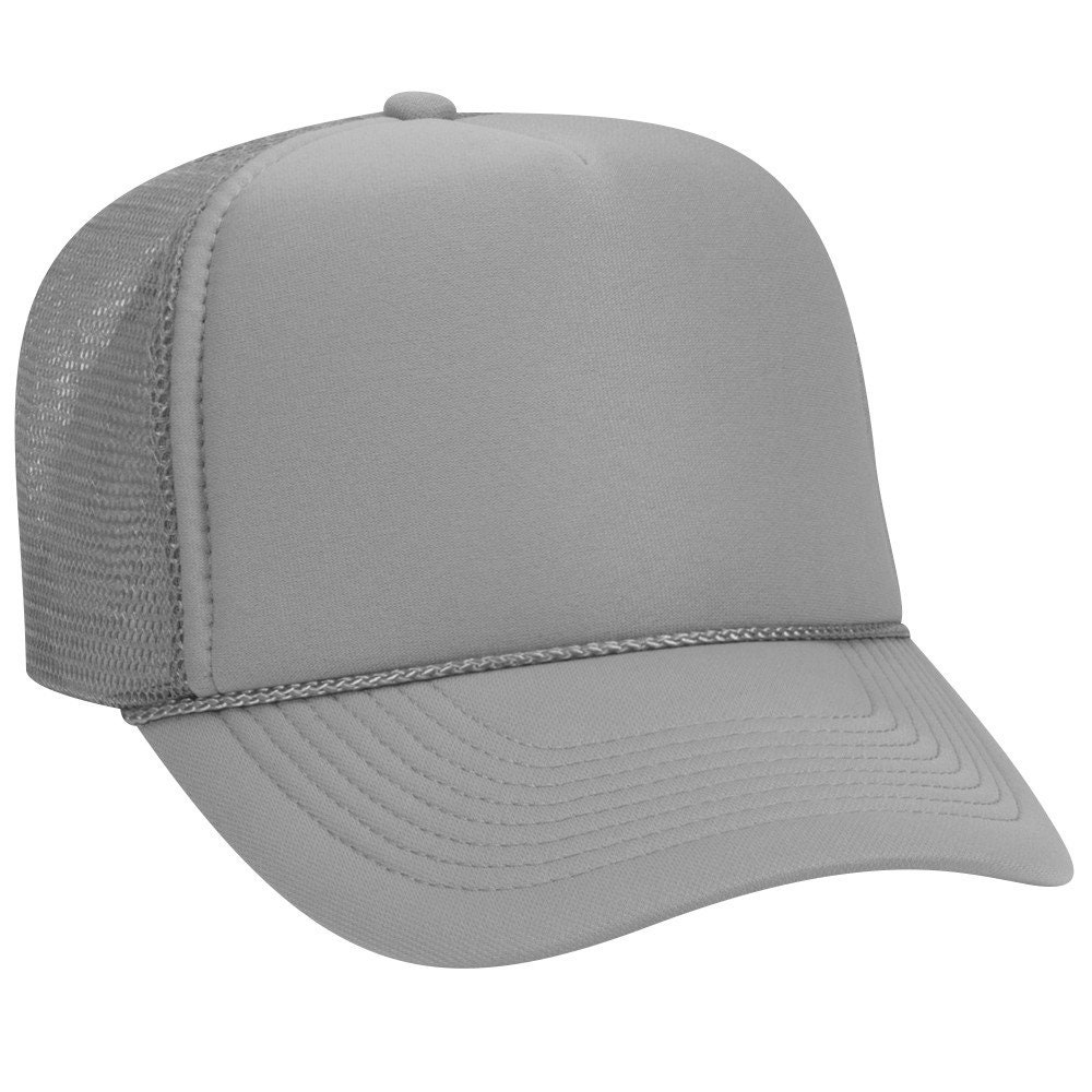 Blank Plain Mesh Trucker Hat Cap Baseball Grey 5 Panel Etsy