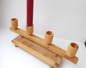 Beautiful wooden candlestick for 4 candles Handmade Scandinavia