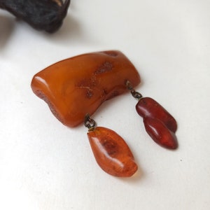 AMBER Vintage Brooch USSR 1970s