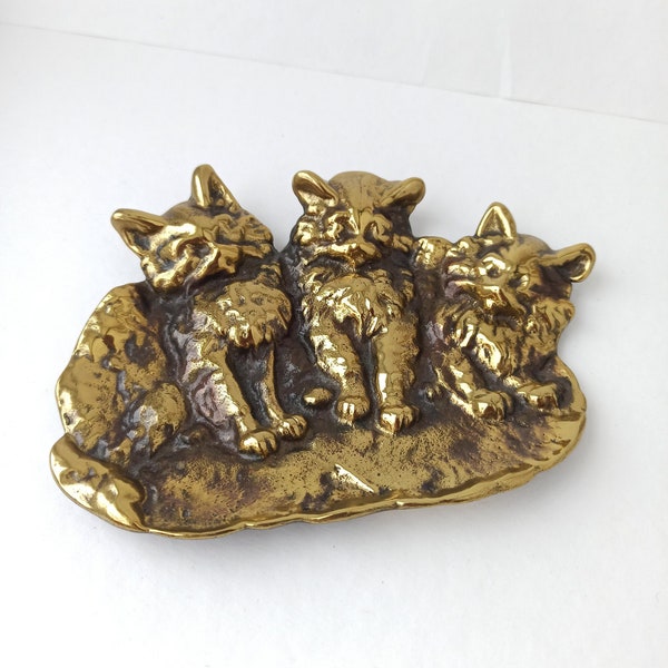 Bronze plate with three cats designer Gert Karlsson Svenski hantverk