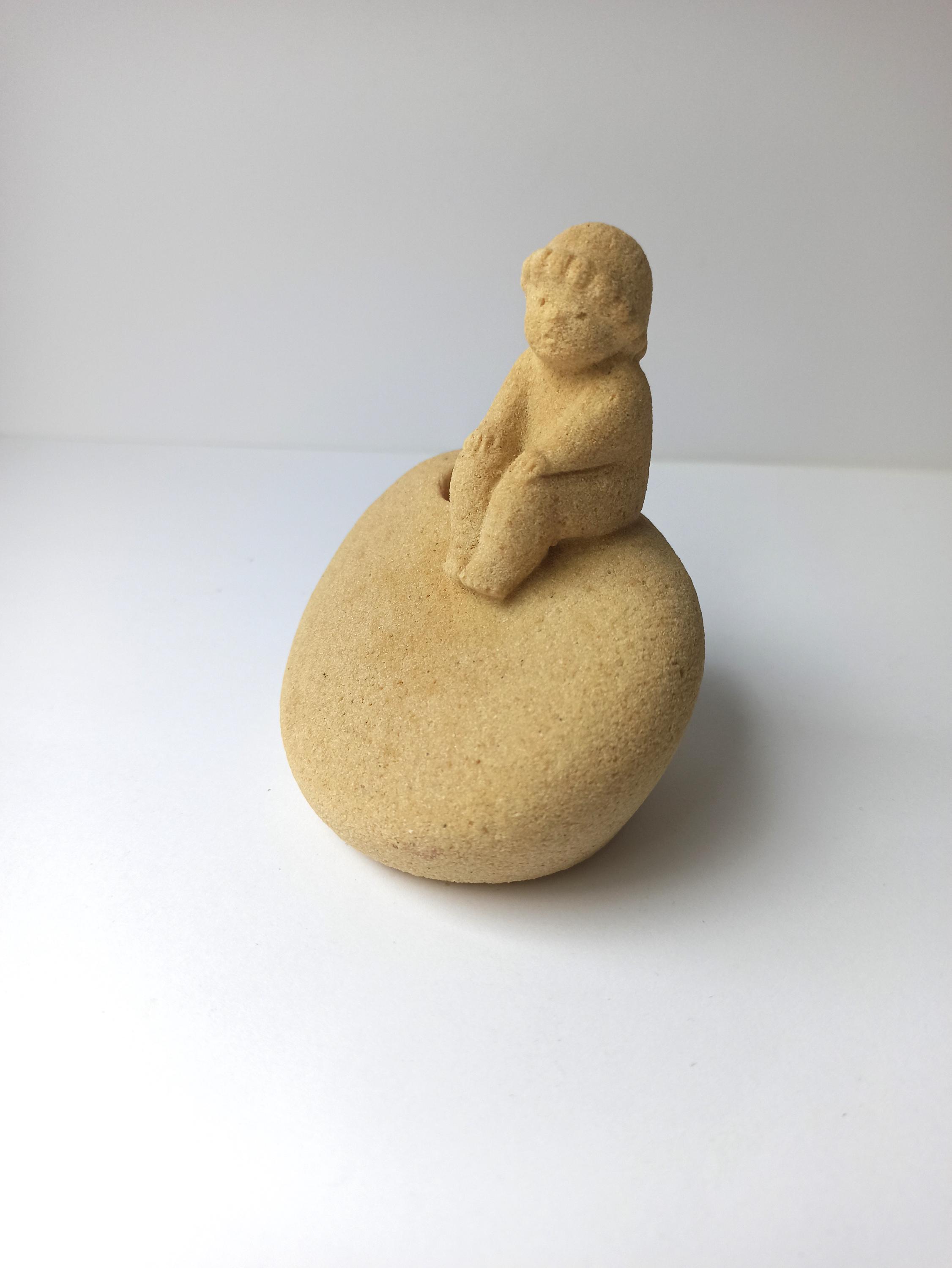 Vintage Marbell Stone Art Belgium Figurine Baby Carved Stone