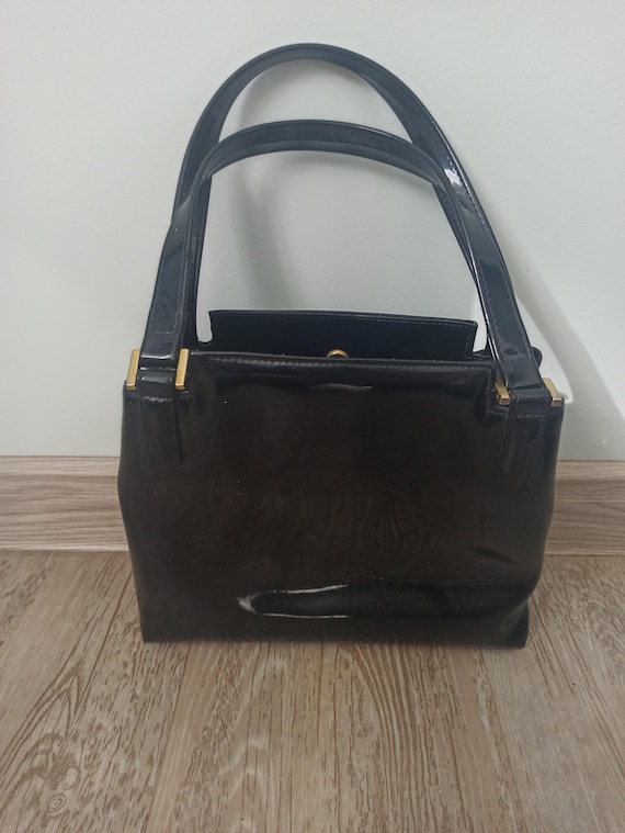 Vintage patent leather handbag, Swiss bag, vintage style, bag/Handbag/Vintage Fashion