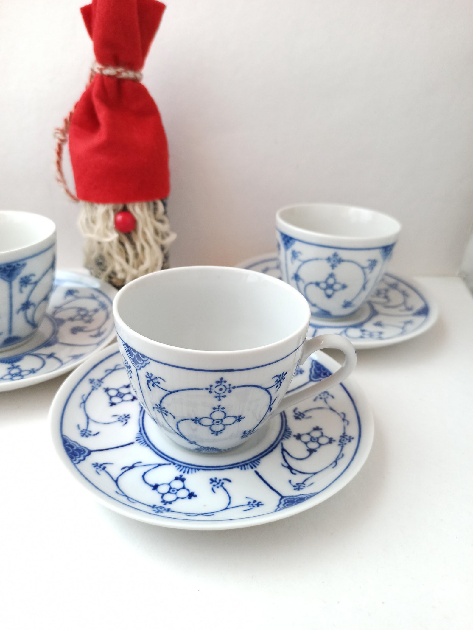 Vintage GDR German Blue and White Coffee Cup and Saucer Set of Etsy